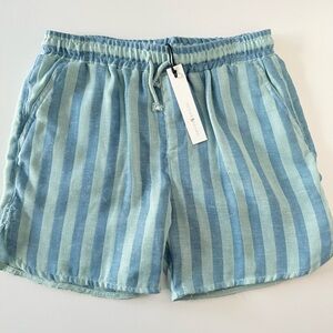NWT Scene & Heard Boys Blue Striped Linen Blend Shorts Size 14/16